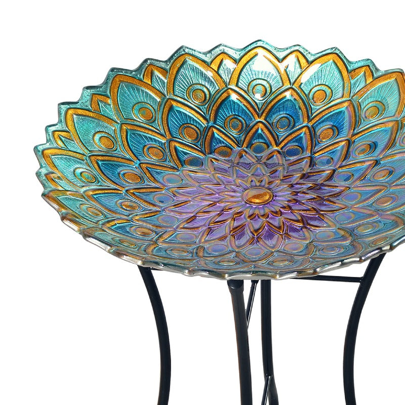 Chantal Handpainted Flower Glass Birdbath