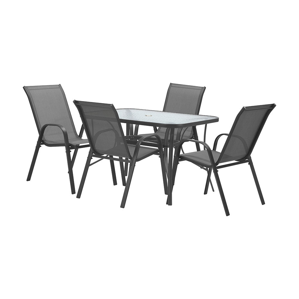 Syna 4 Seater Rectangular Outdoor Dining Set. Grey or Black