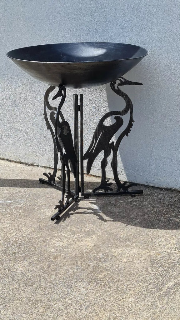 Aquitaine Large Ibis Heron Feeder/Bath. Black Silver. 70cm