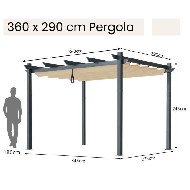 Bergamo Pergola with Retractable Canopy Cover