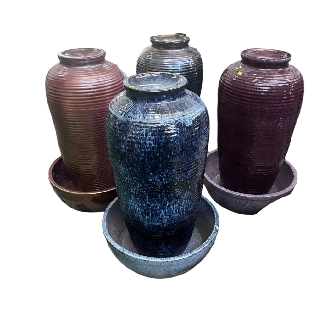 Acosta Ribbed Urn-Style Glazed Fountain