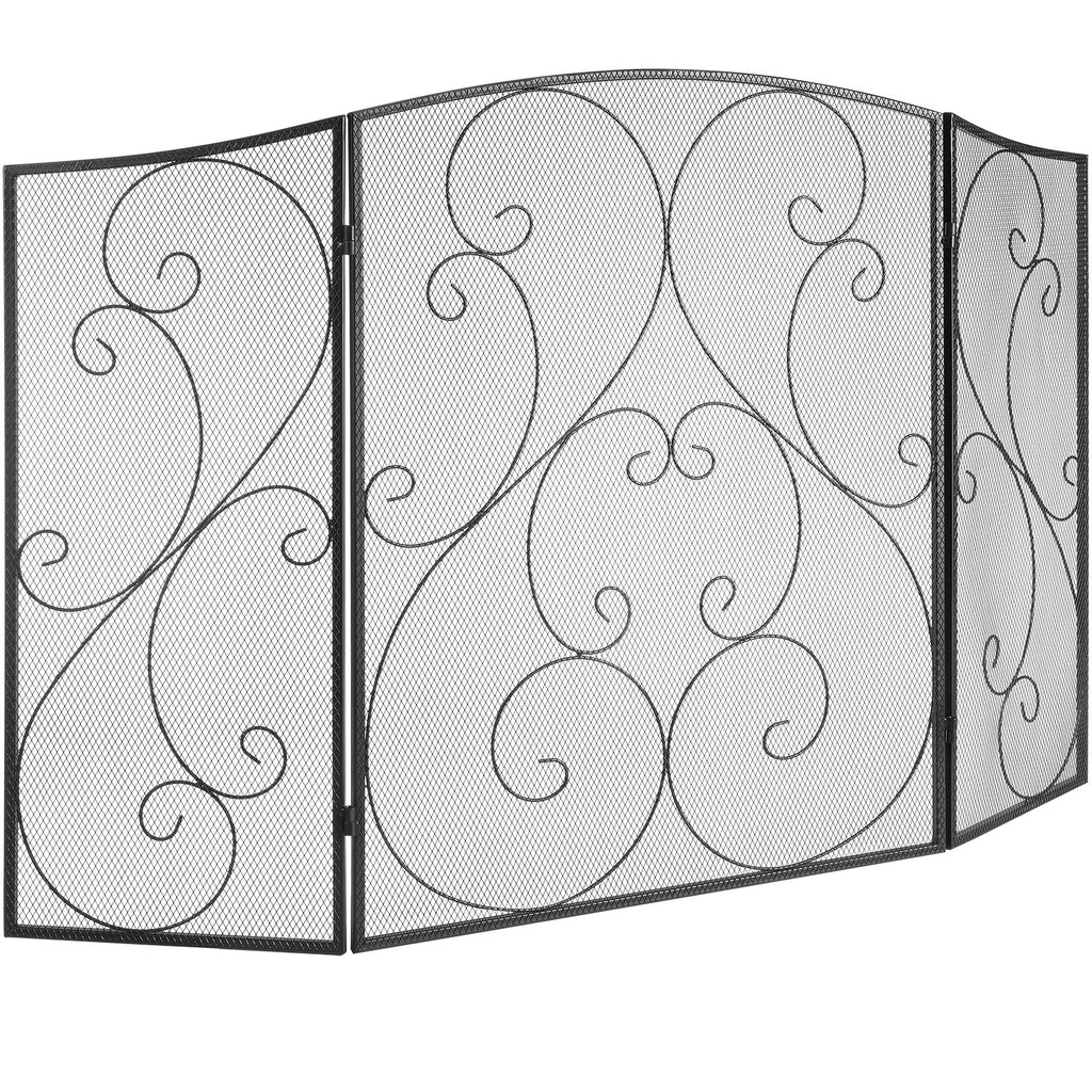 Chantilly 3-Piece Fireplace Screen with Iron Mesh Spark Guard