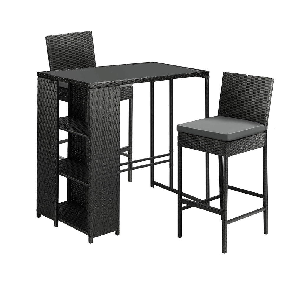 Remy Rattan Outdoor Bar Table + 2 Stools