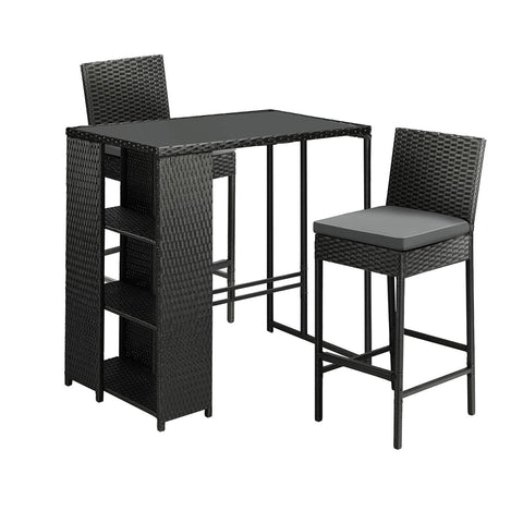 Remy Rattan Outdoor Bar Table + 2 Stools