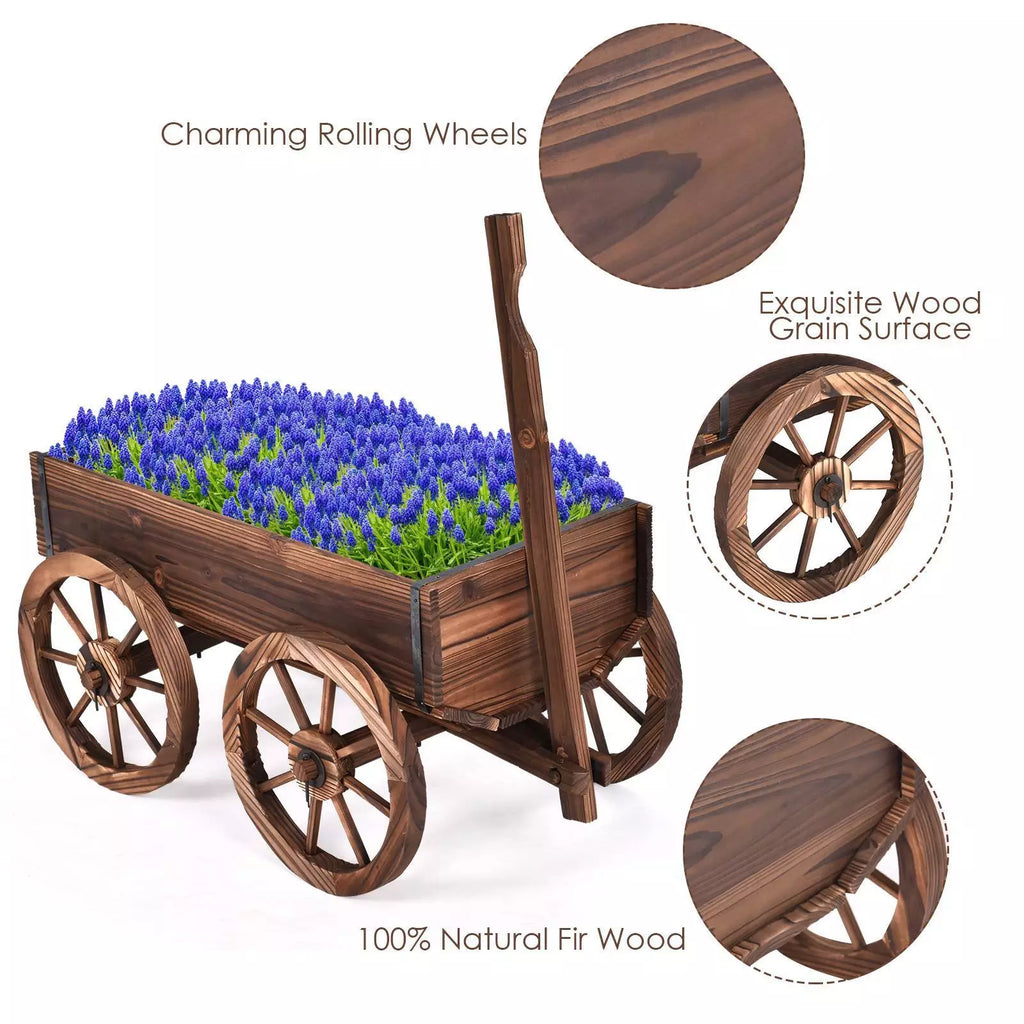 Kalli Wooden Flower Cart w/ 4 Wheels