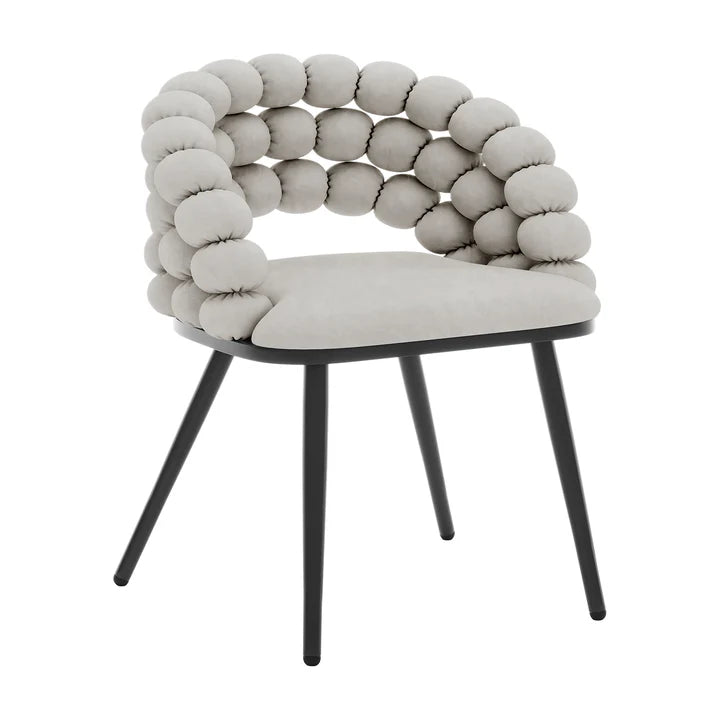 Jacqueline Curved Dining Chair Set of 2. Warm Grey or Oatmeal