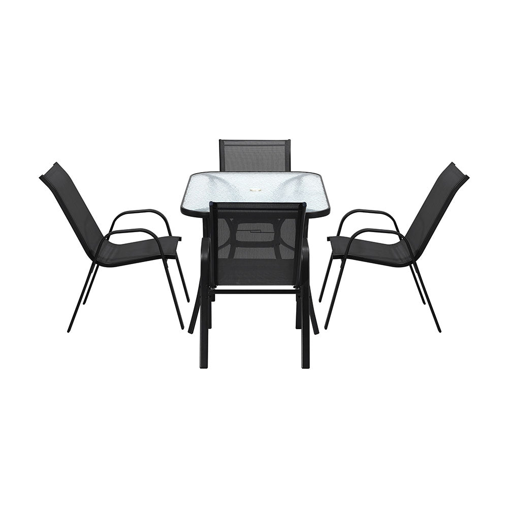 Syna 4 Seater Rectangular Outdoor Dining Set. Grey or Black