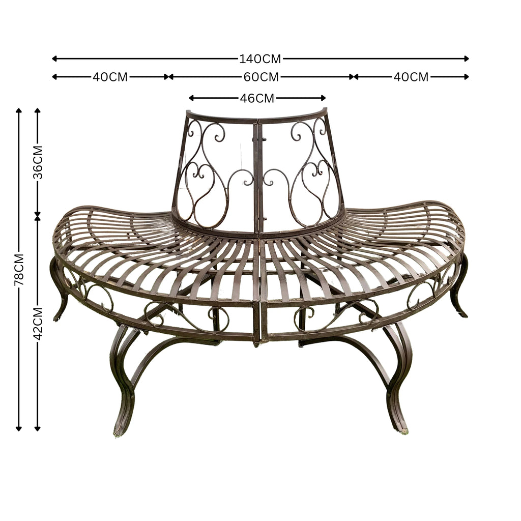 Trocadero Iron Half Tree Surround w/Bench Seat - 3 Colours