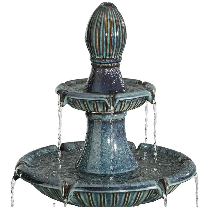 Imola Slate Blue 3-Tier Ceramic Water Fountain. 115cm