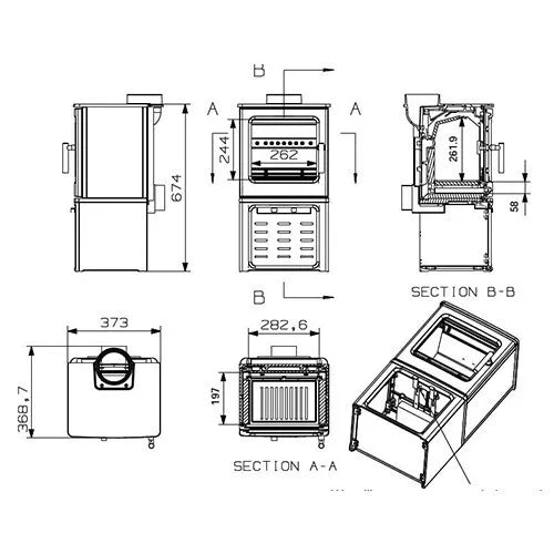 Terra 4.3KW Cast Iron Wood Pot Belly Heater - Up To 8 Square