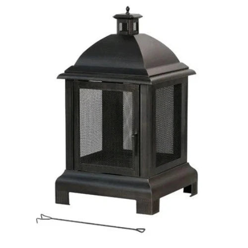 Santos Lantern-Style Steel Chiminea Bronze Finish