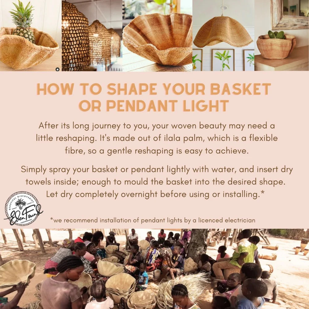 Tiva Dancing Woven Basket Pendant Light - 65-69cms