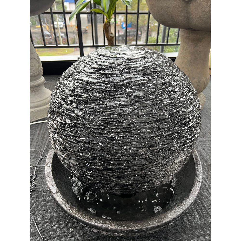 Vesuvio Fountain w/Textured Surface & Round Base. 60x60x61cm. Sand or Black