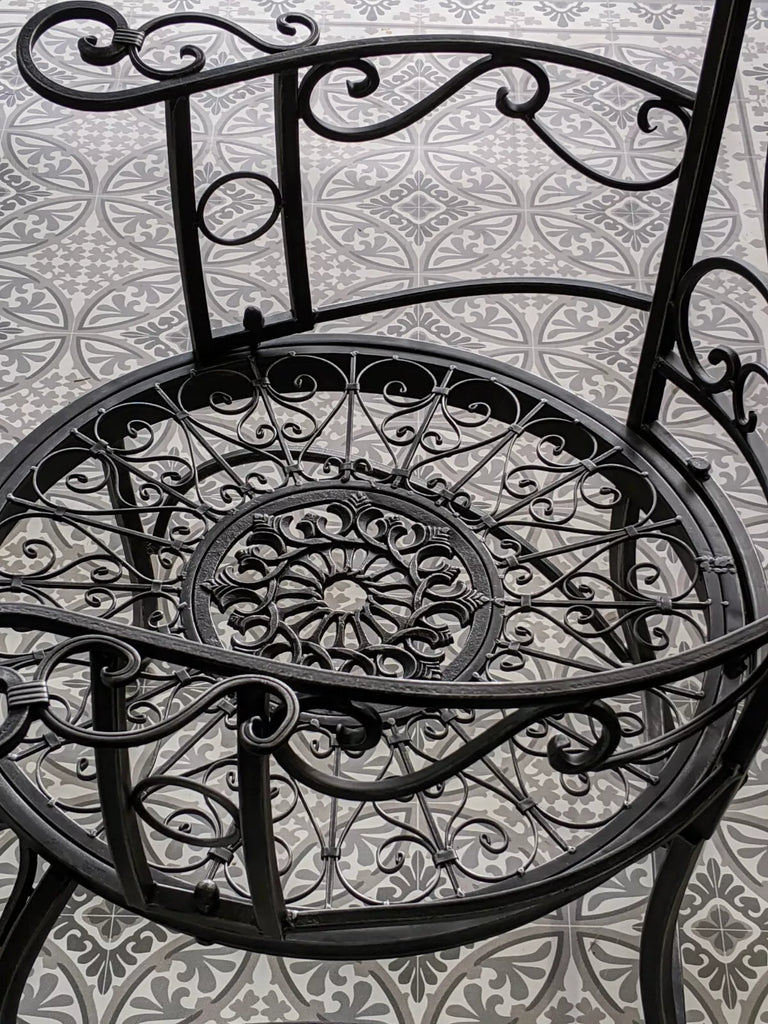 Moulins Wrought Iron Garden Armchair - Black Silver