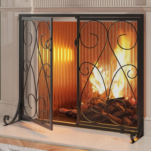 La Roche 2-Panel Fireplace Screen with Doors