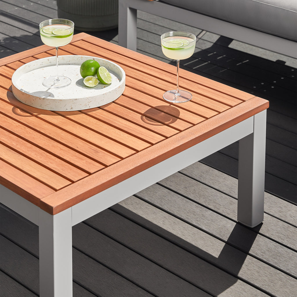 Verona 3pc Wood Outdoor Chair & Coffee Table Set