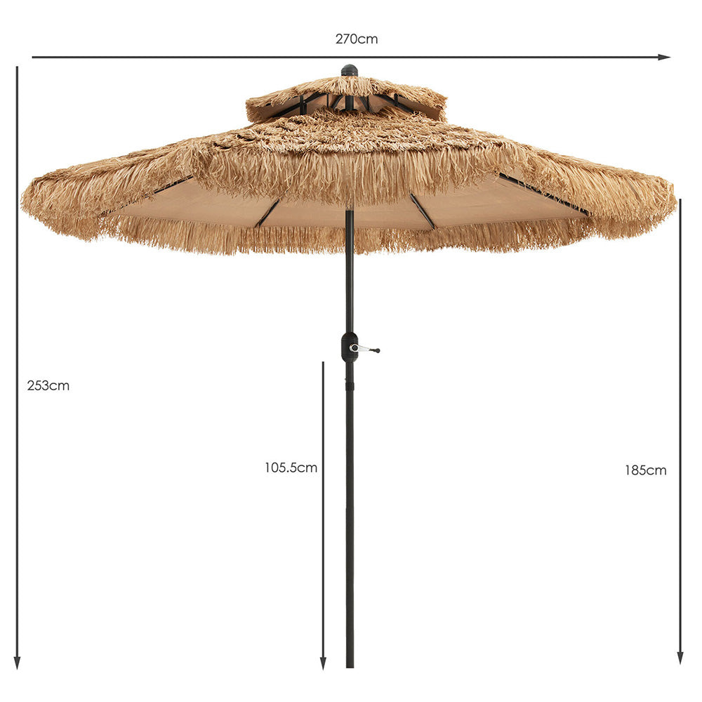 Molokai 2.7M Hula Thatched Patio/Beach Umbrella