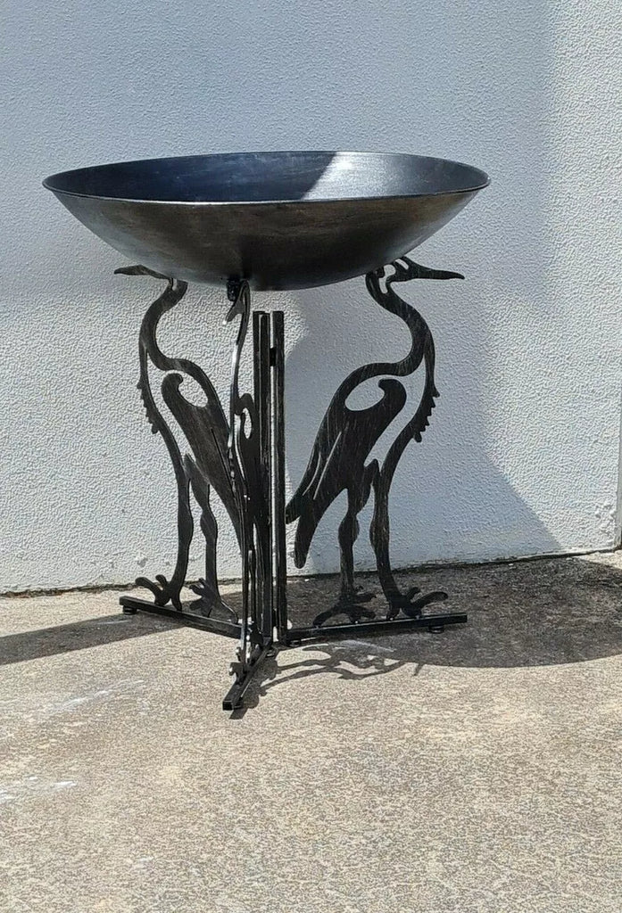 Aquitaine Large Ibis Heron Feeder/Bath. Black Silver. 70cm