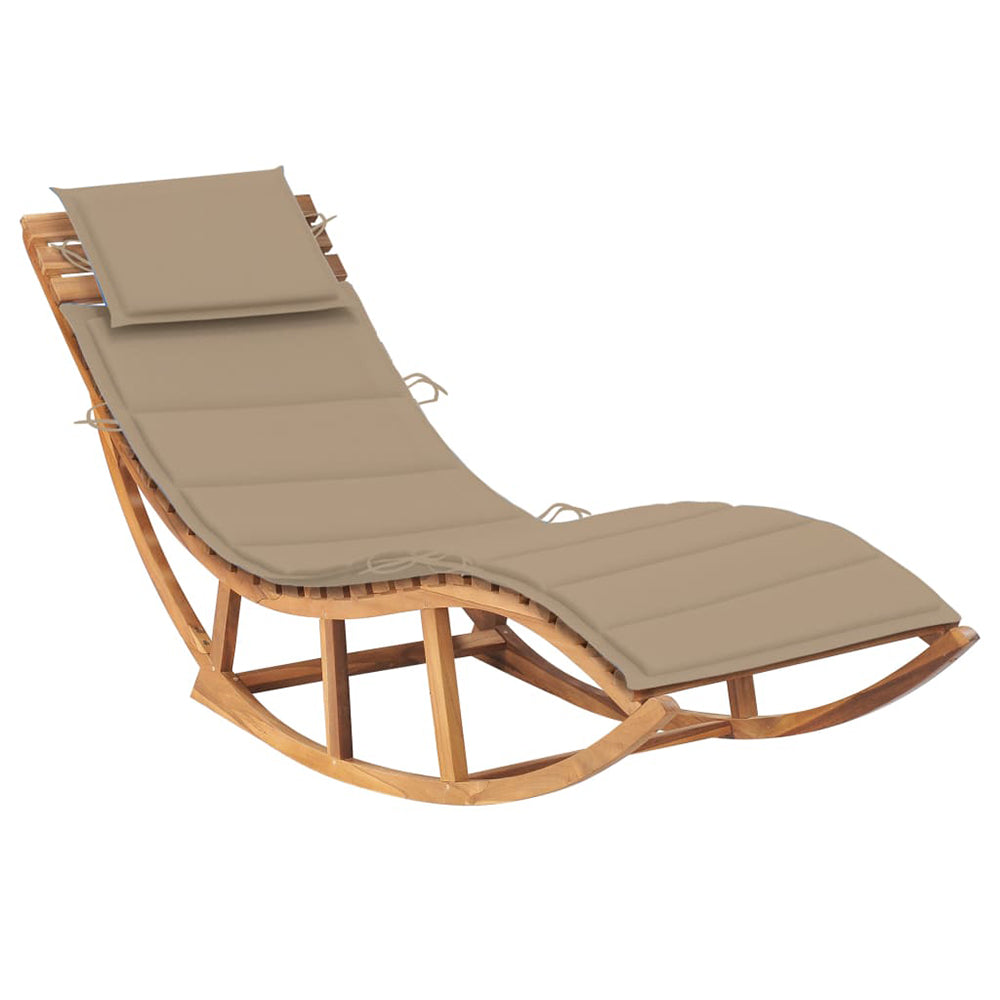 Eladio Solid Teak Rocking Sun Lounger w/Cushion - 12 Colours
