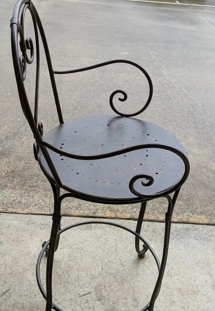 Manon Traditional Wrought Iron Bistro Chair.Bar. Antique Brown