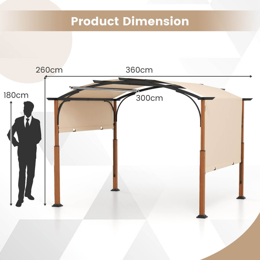 Criolla Metal Pergola with Retractable Canopy 3m x 3.6m