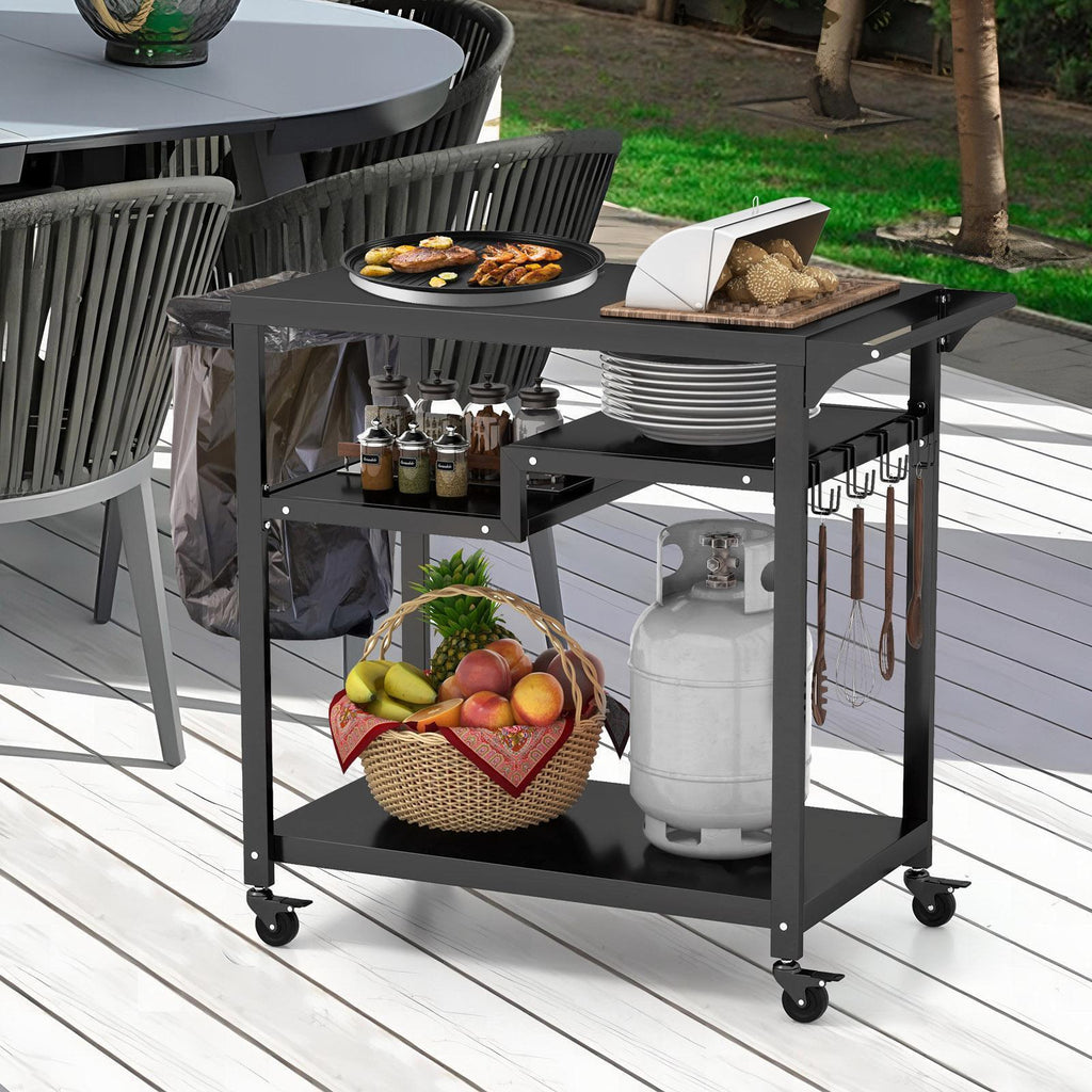 Zesta Moveable Outdoor Grill Cart