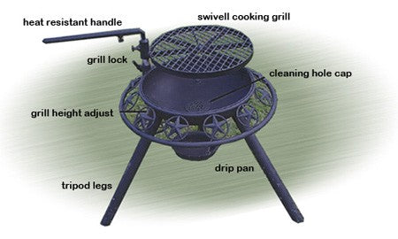 Sunset BBQ Firepit Charcoal & Spit - 100 & 120cms
