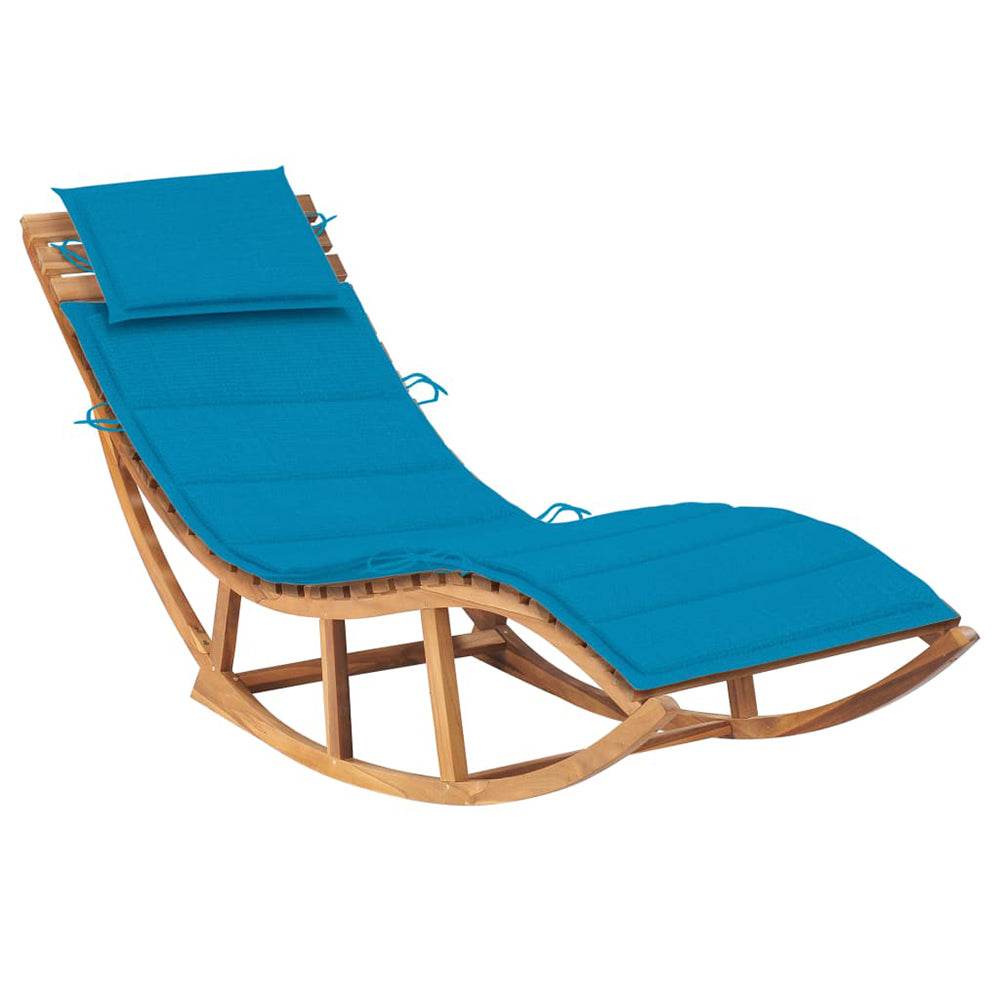 Eladio Solid Teak Rocking Sun Lounger w/Cushion - 12 Colours
