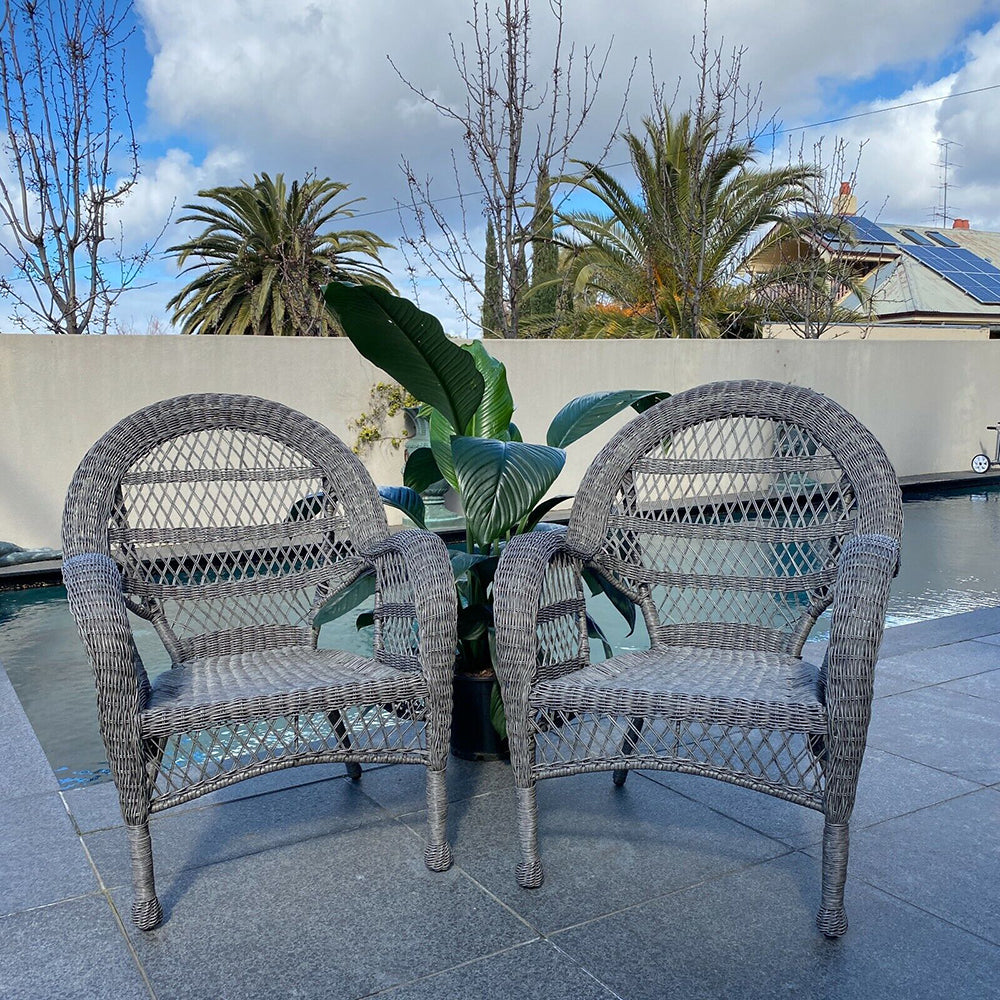 Benicio - Pair of Cane Wicker Chairs - In Natural Tones or Grey