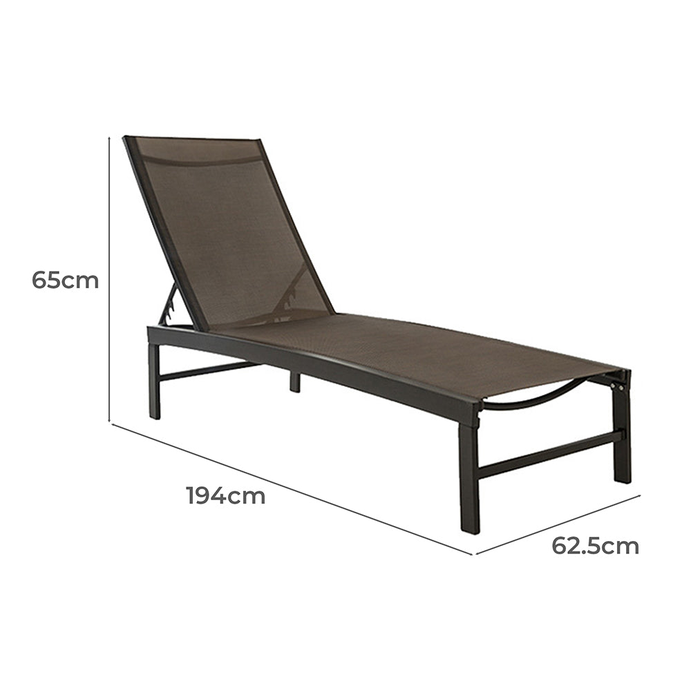 Montilla Aluminium & Textilene Adjustable Sunlounges (Set of 2)