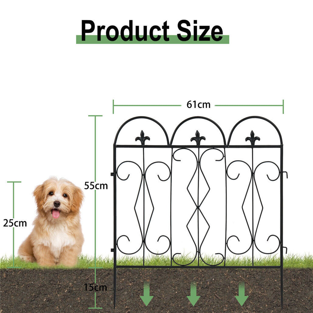 Villa Folding Metal Garden Fence - 5 Panels. White or Black