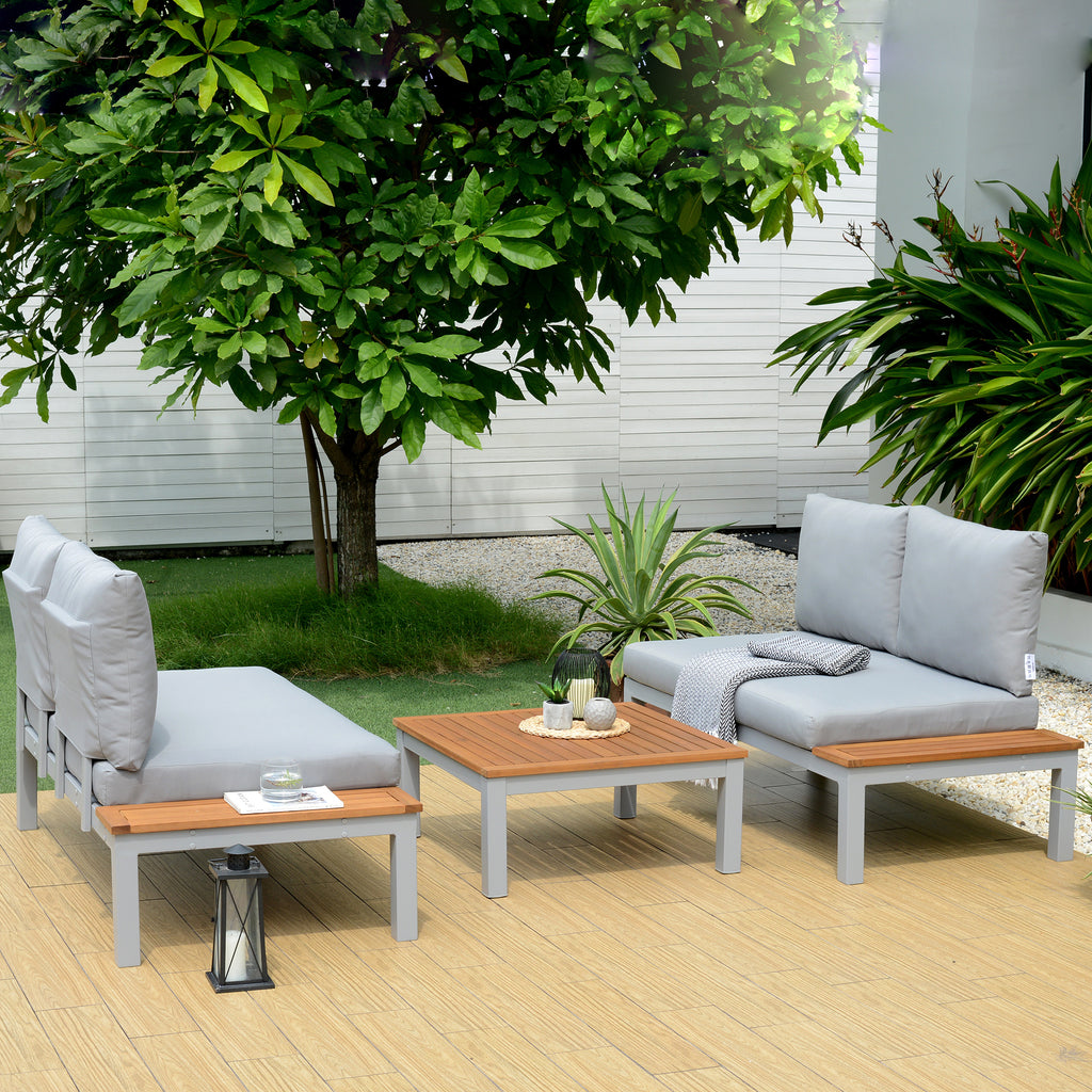 Verona 3pc Wood Outdoor Chair & Coffee Table Set