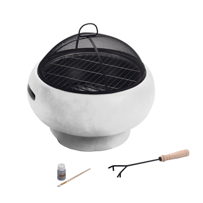 Mirana Round 53cm Fire Pit with Accessories, Gray