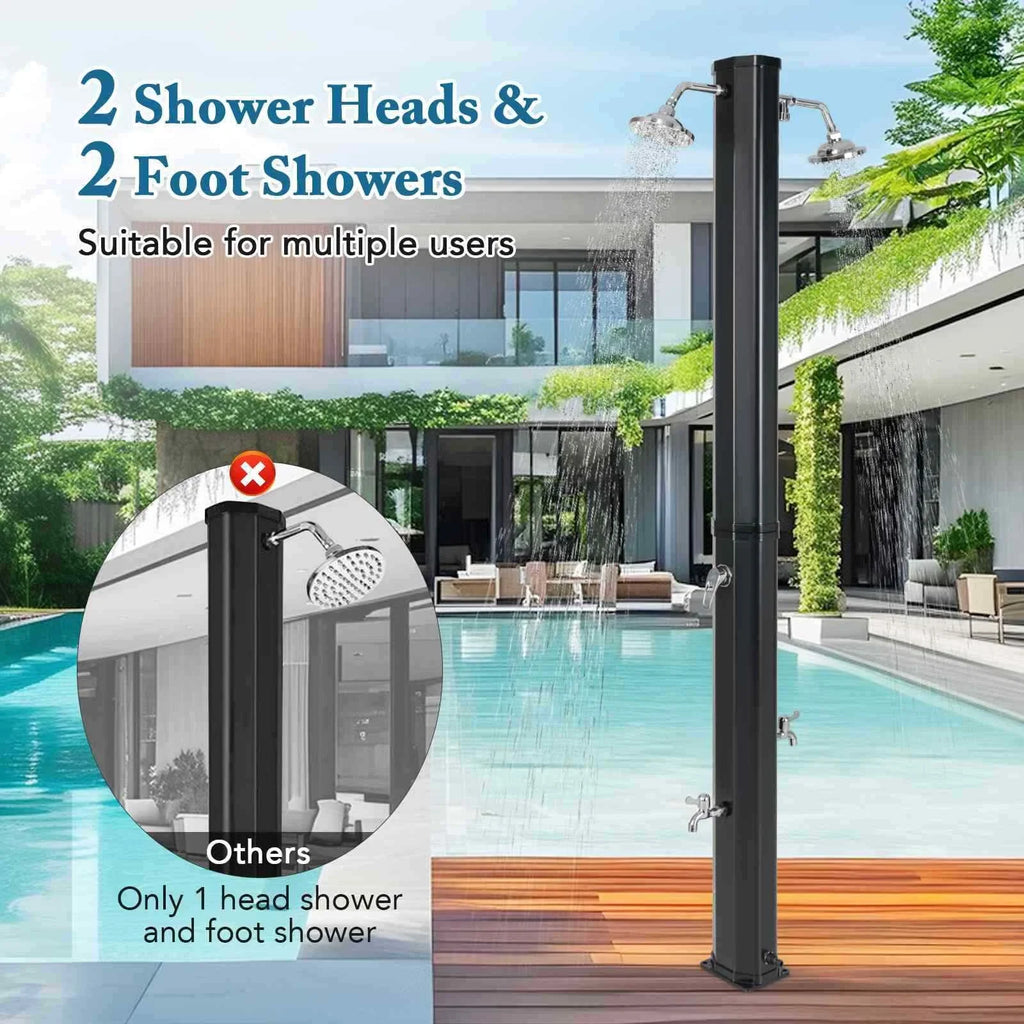 Crystal Beach or Pool 2.2M 35L Solar Heated Shower w/ Dual Shower