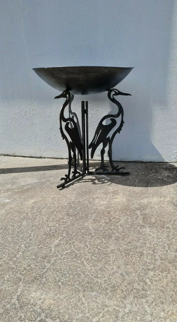 Aquitaine Large Ibis Heron Feeder/Bath. Black Silver. 70cm