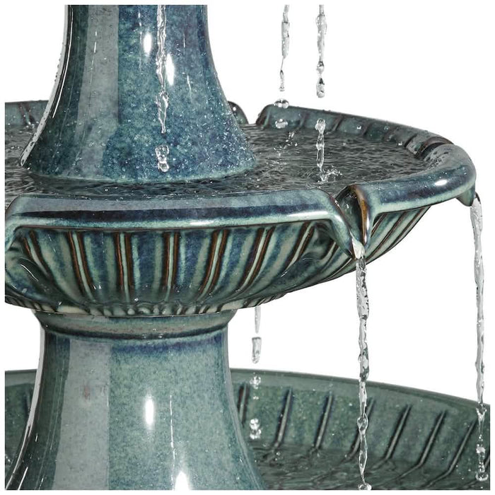 Imola Slate Blue 3-Tier Ceramic Water Fountain. 115cm