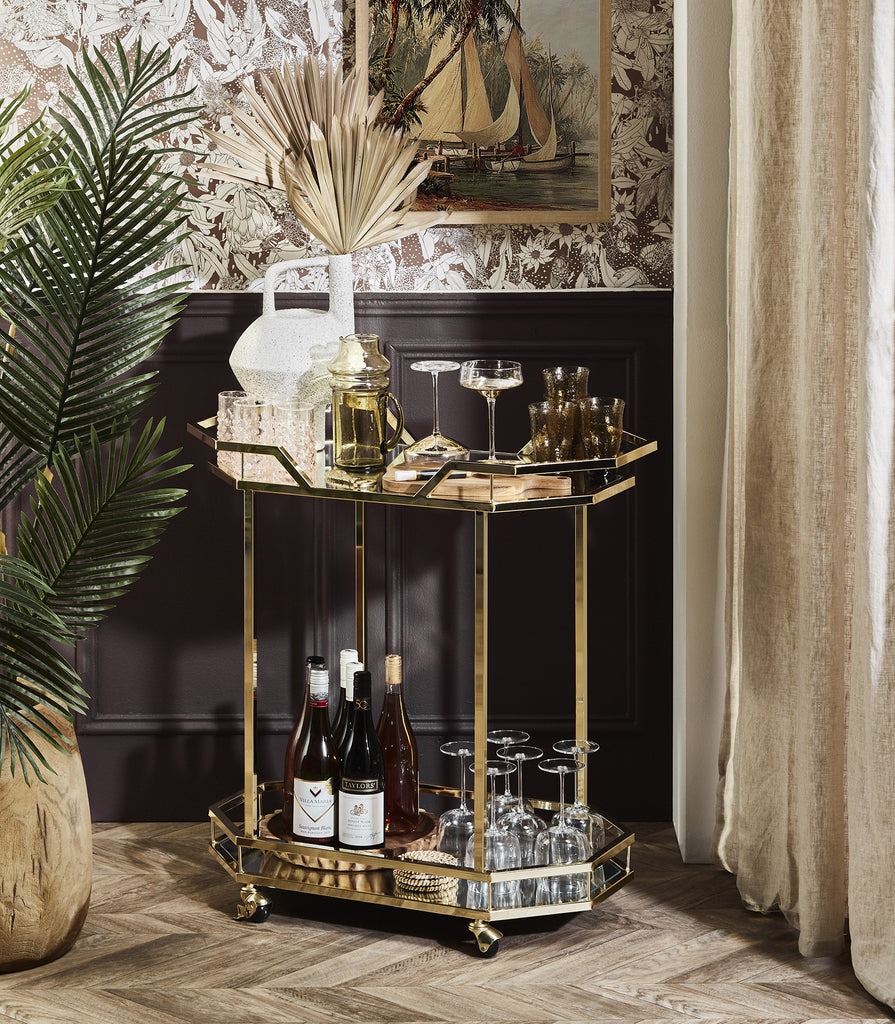 Fuego Metal & Glass Bar Cart