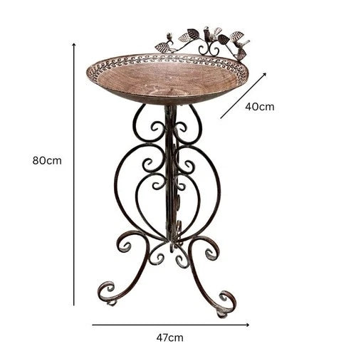Emeraude Birdbath/Feeder w/Embellished Legs. 47x41x80cm