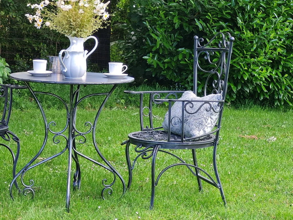 Moulins Wrought Iron Garden Armchair - Black Silver