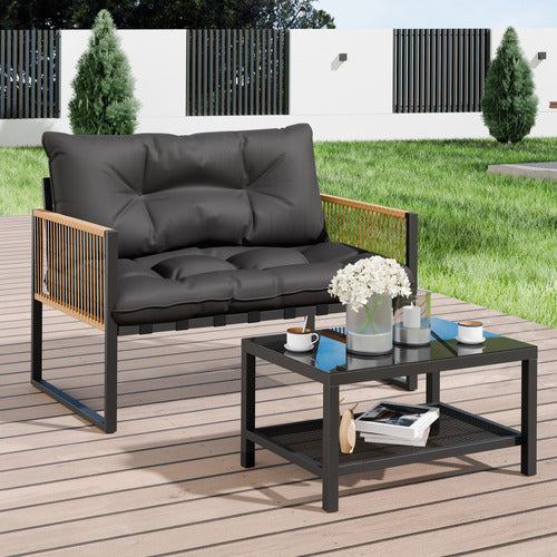 Benita 2 Seater Outdoor Lounge Set w/Table