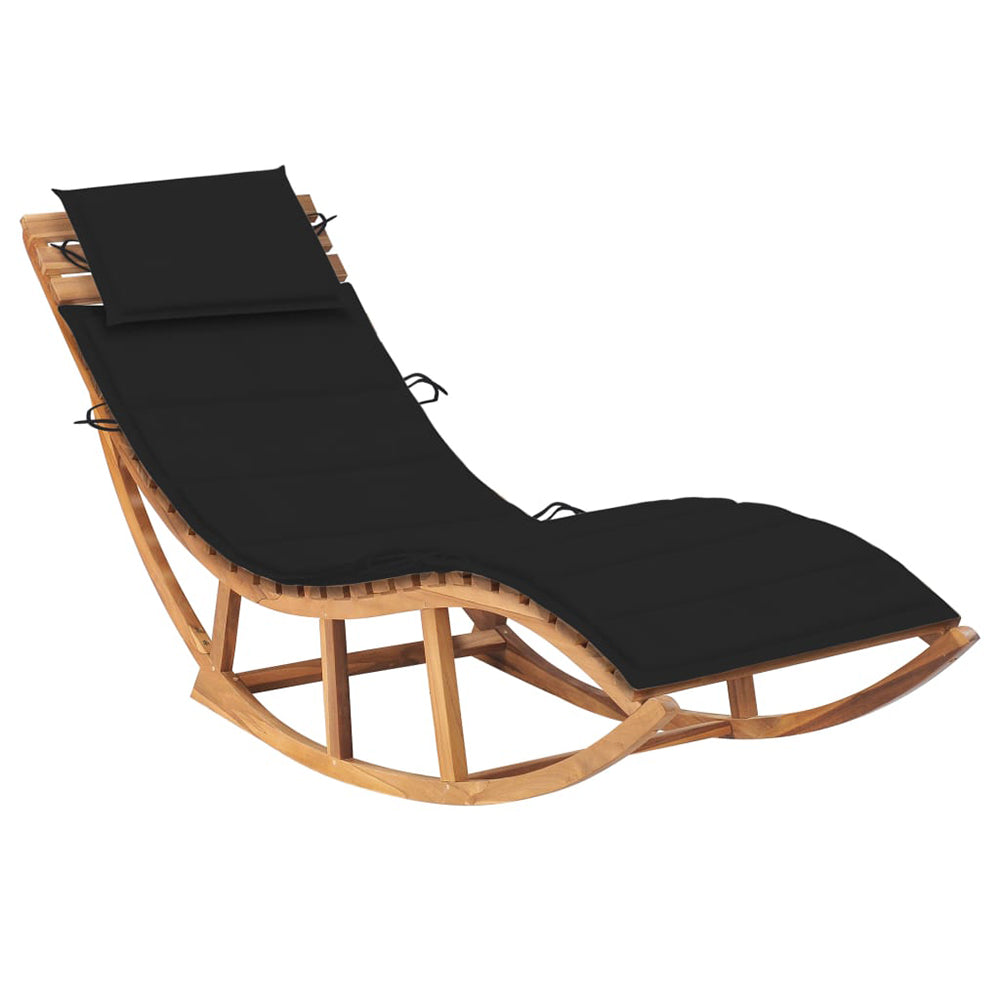 Eladio Solid Teak Rocking Sun Lounger w/Cushion - 12 Colours