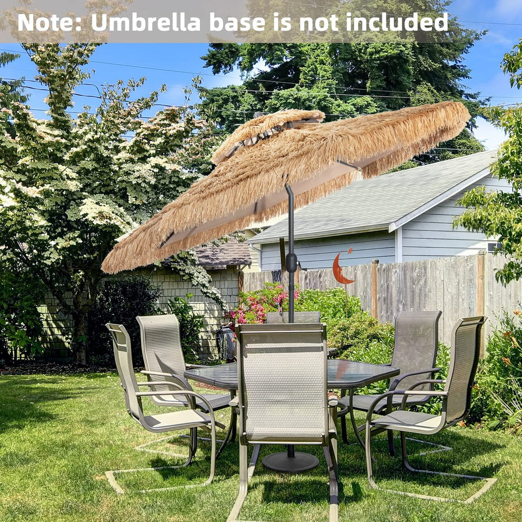 Vanu Thatched Tiki Umbrella w/8 Ribs, Tilt Adjustment, Manual Crank