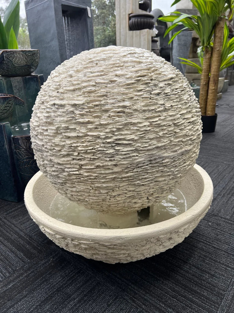 Vesuvio Fountain w/Textured Surface & Round Base. 60x60x61cm. Sand or Black
