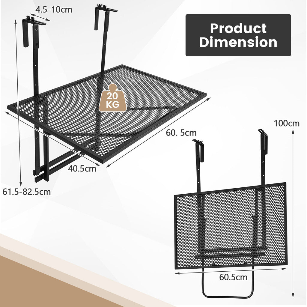 Folding Hanging Table 5-Level Height Adjustable