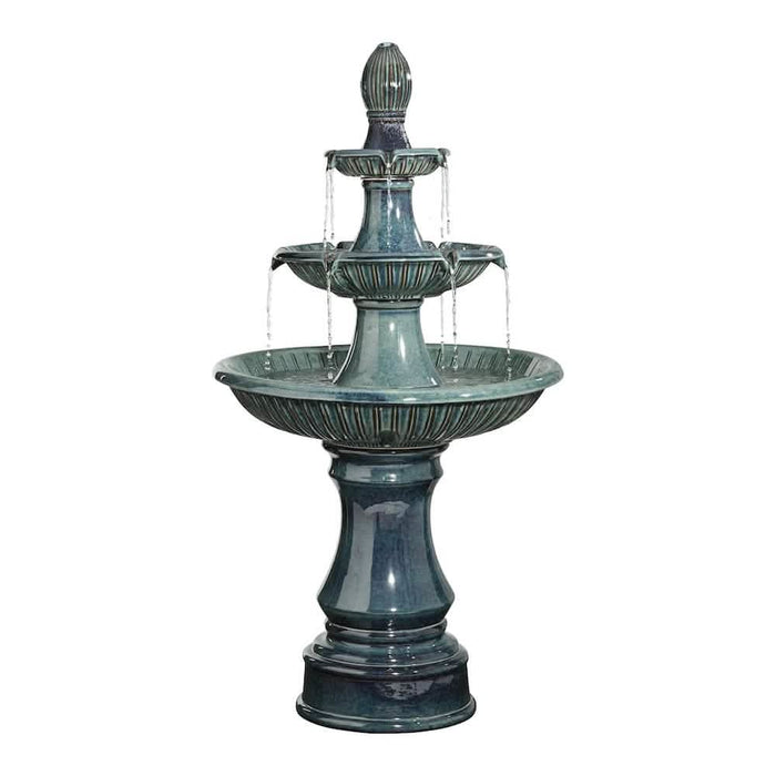 Imola Slate Blue 3-Tier Ceramic Water Fountain. 115cm