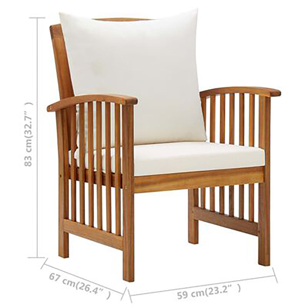 Brando et of 2 Solid Acacia Garden Chairs w/Cushions