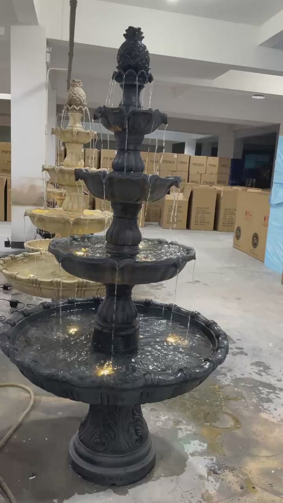 San Giuliano Black Stone Effect 5-Tier Electric Powered Water Fountain