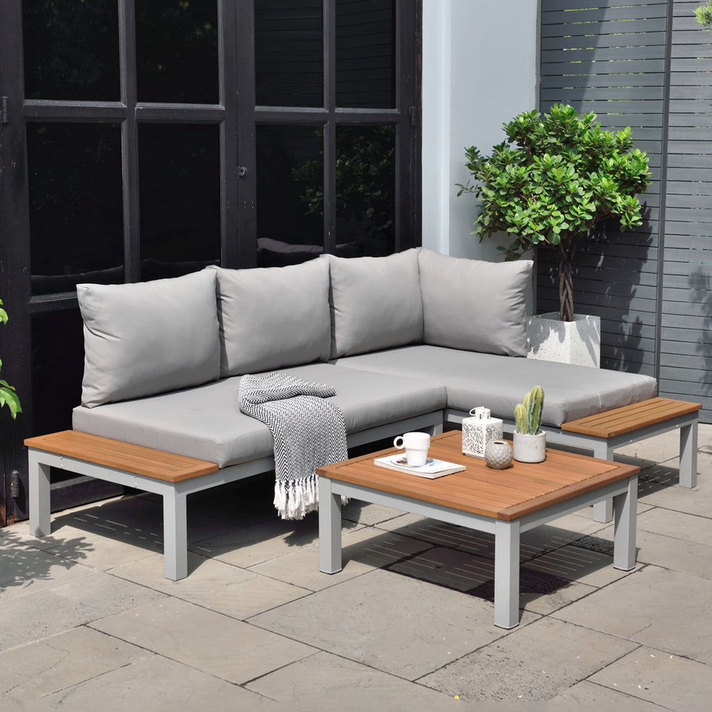 Verona 3pc Wood Outdoor Chair & Coffee Table Set