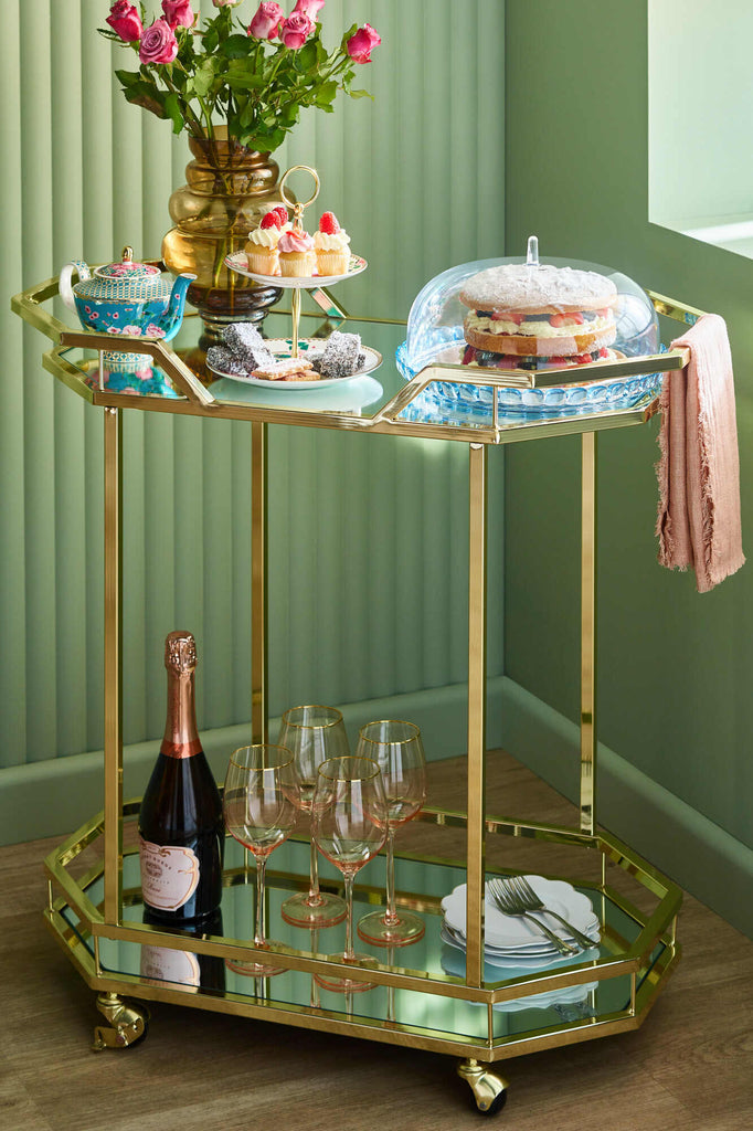 Fuego Metal & Glass Bar Cart