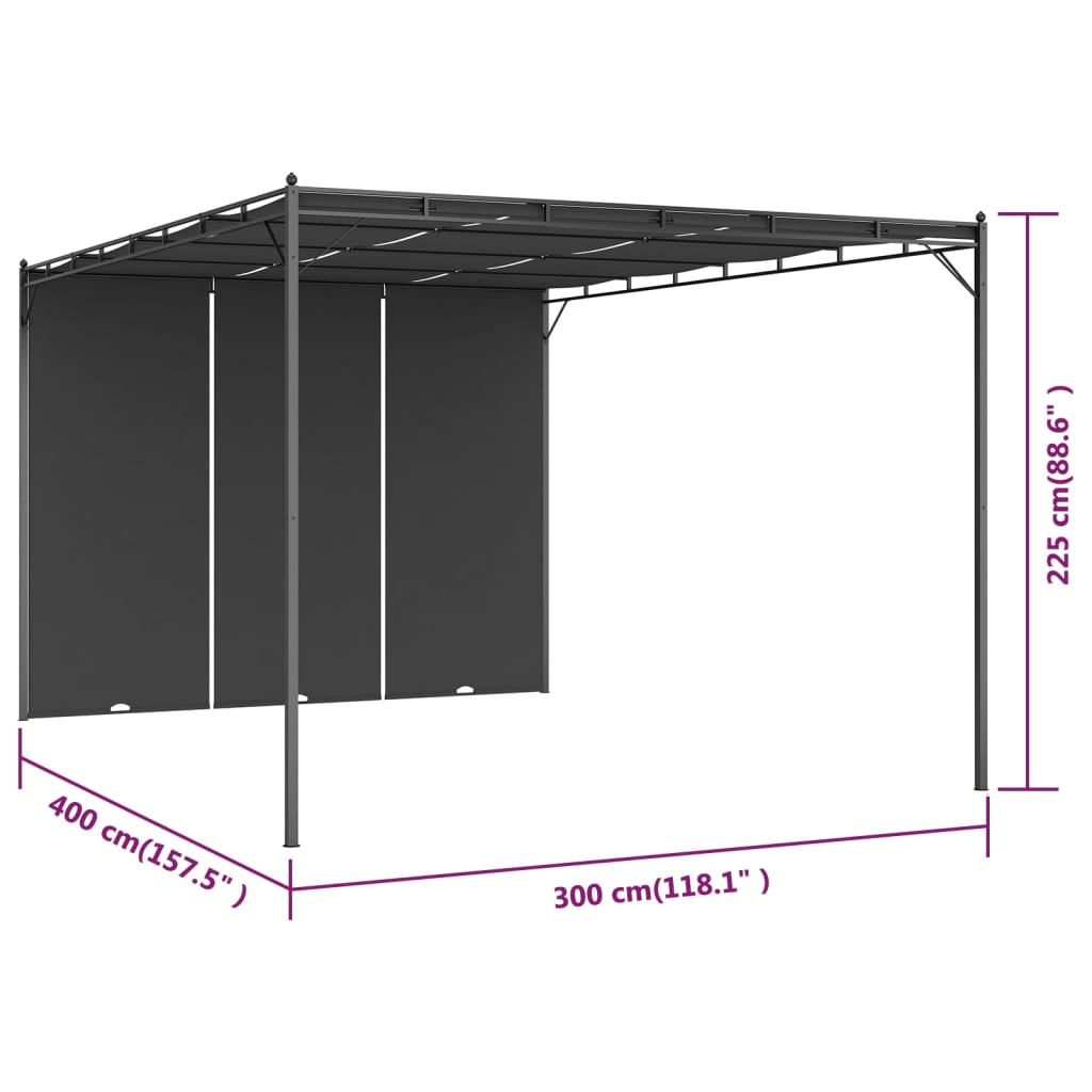 Avezzano Garden Gazebo/Patio Sunshade with Side Curtain 4x3x2.25m